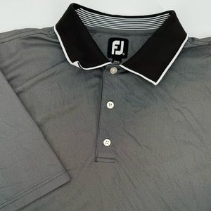 FootJoy Menโsโ XL Polyester Blend Gray Black Short Sleeve Golf Polo